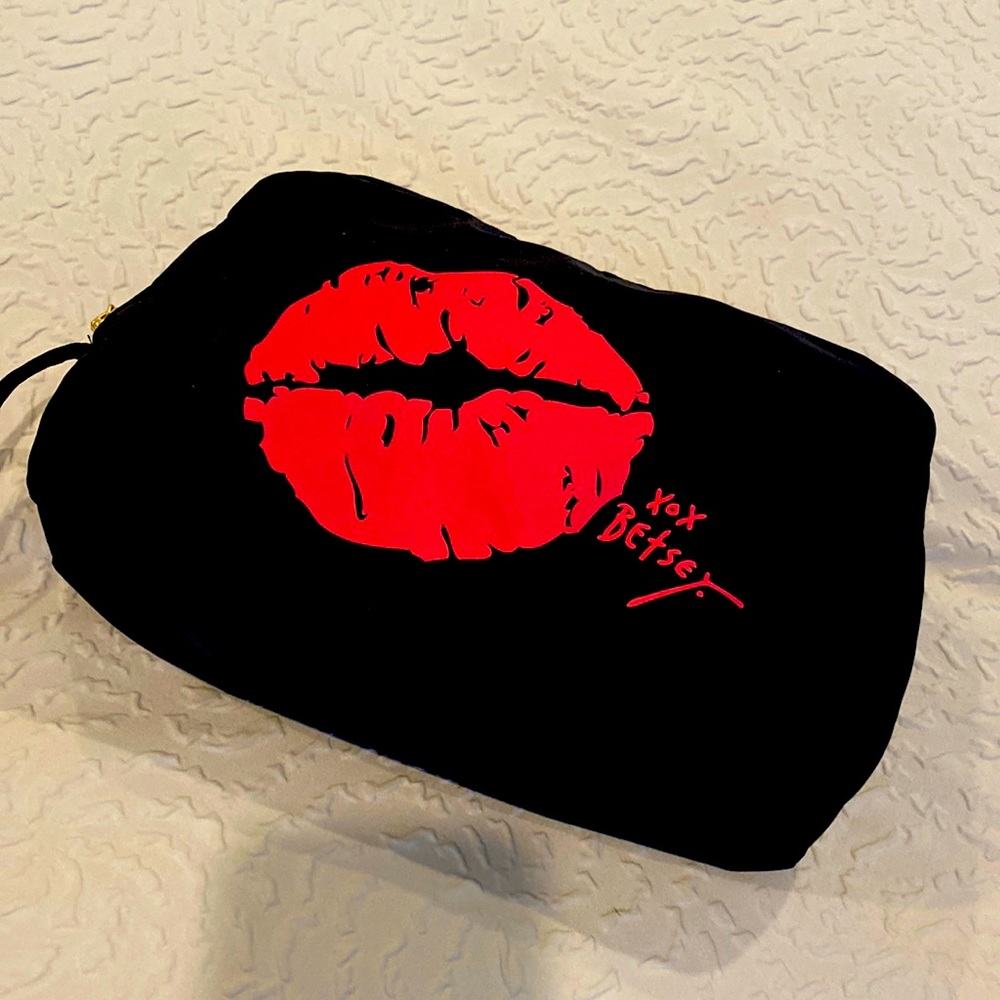 Betsey Johnson Black Utility Jacket with Red Lips Design